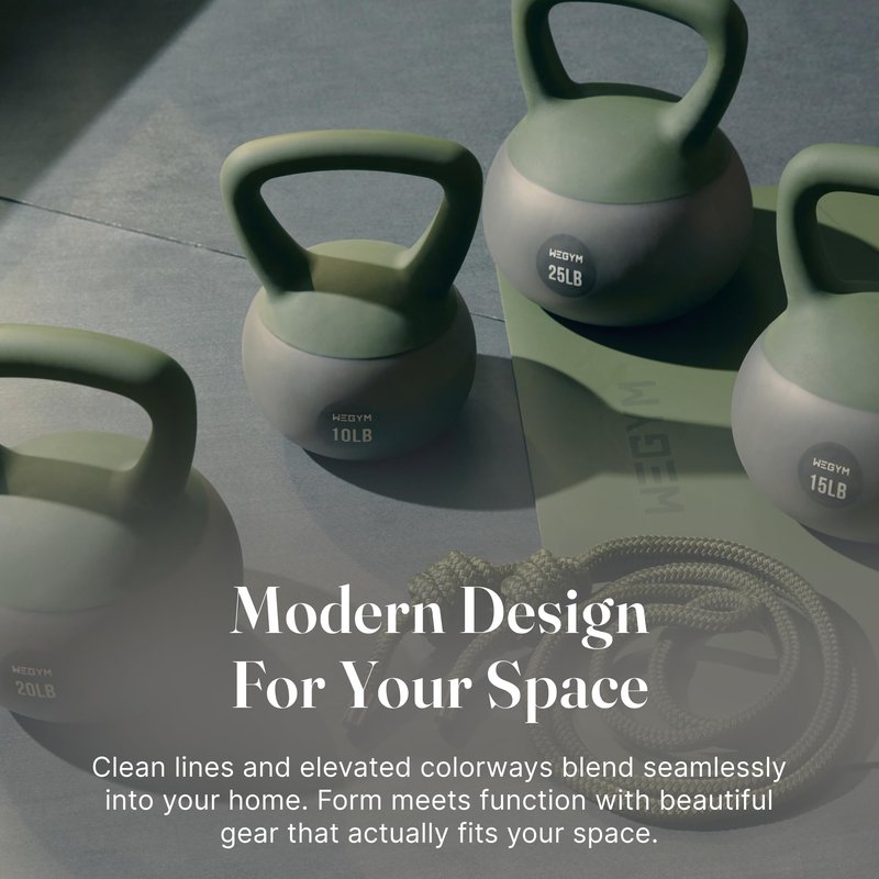 WeGym Soft Kettlebell with Cushioned Impact Resistant Base, Anti Slip Wide Grip Handle for Home Workouts, Weightlifting, Full Body Training (10+15+20+25LB - 4 Pcs Mix)