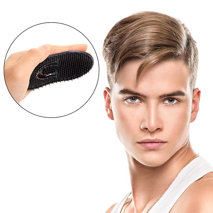 Boao 6 Packs Soft Portable Pocket Palm Combs, Shampoo Comb, Massager Hair Brush, Scalp Massager Brush(Black)