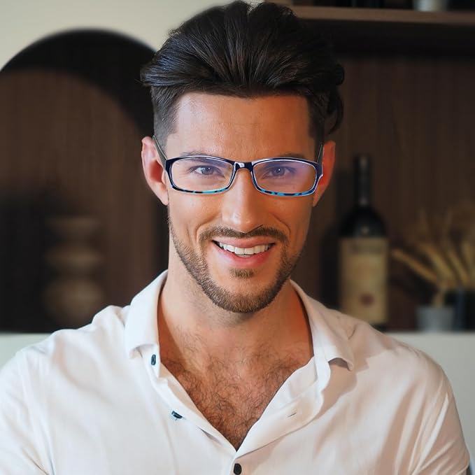 Henotin 5-Pack Reading Glasses Blue Light Blocking Anti Eyestrain Computer Reading Glasses for Women and Men Readers (Mix Color-C2, 1.25, Diopters)