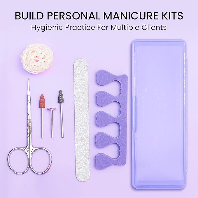 Beauticom Personal Box Storage Case for Professional Manicurist Nails Pedicure (Large Size) (40 Pieces, PURPLE)