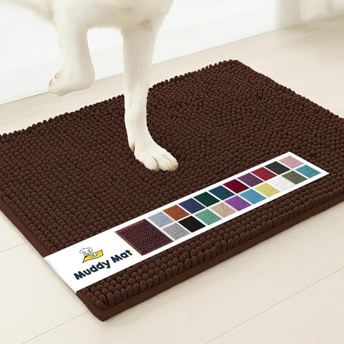 Muddy Mat® | Super Absorbent Door Mat Indoor, Microfiber Quick Dry Chenille Entryway Rug, Non-Slip Front Door Mat, Indoor Mats for Entryway, Machine Washable Pet Rug, Brown 16"x24"