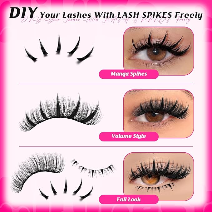 MilyBest 4 Styles Lash Clusters Kit, Silk/Rozen/Fable/Mist Bottom Eyelash Clusters Extensions Mini Boxes with Lash Bond & Seal, Remover and Lash Tweezer Spiky DIY Individual Lashes Extension Kit