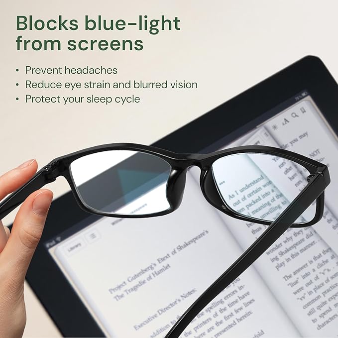 Gaoye +2.75 Reading Glasses Men - Blue Light Blocking Lenses, TR90 Frames, UV400 - Eyeglasses with Clear Vision