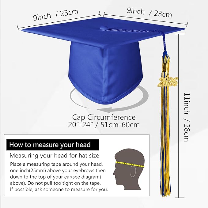GraduationMall Matte Graduation Cap with 2026 Tassel for High School & Bachelor