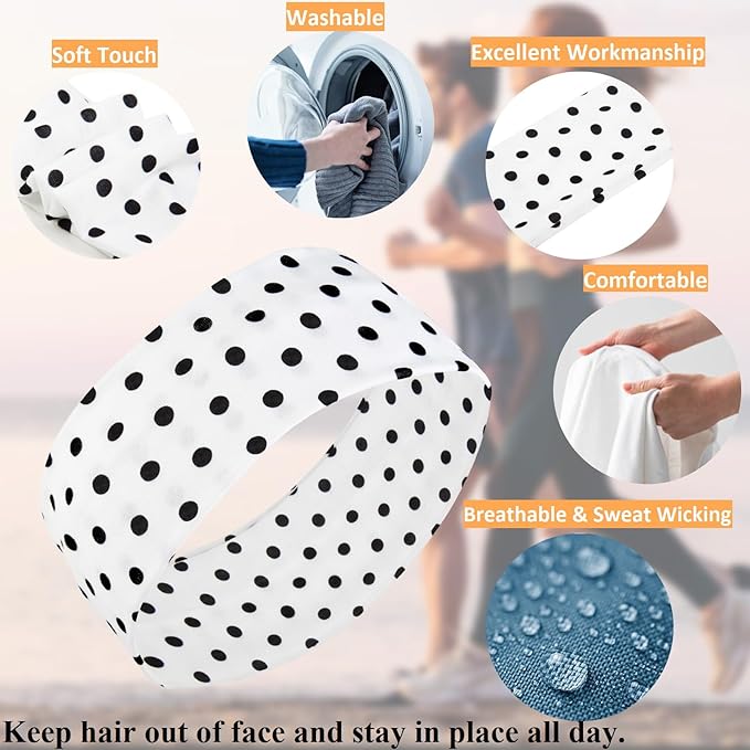 Tobeffect Polka Dot Headbands for Women Trendy Womens Headbands, Elastic Hair Bands for Women's Hair Polka Dot Hair Accessories 7PCS