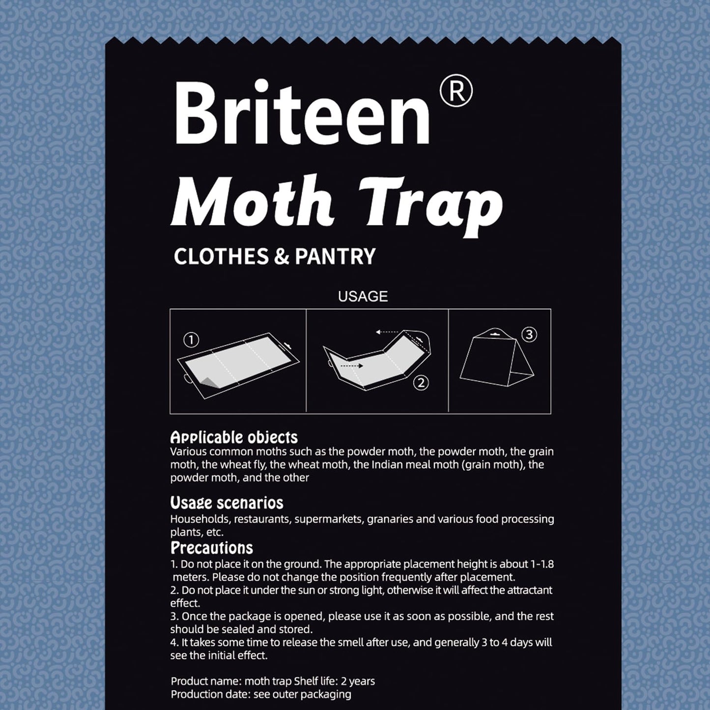 10 Pack Pantry Moth Traps Safe and Effective for Food and Clothing- Glue Traps with Pheromones for Wool Closet Carpet Food and Cupboard