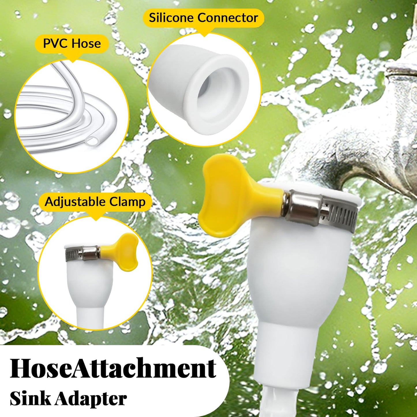 6 FT Faucet Hose Adapter for Sink, Transparent PVC Extra Long Hose and Faucet Connector with Hose Clamp for Bucket, Garden, Sink, Pet Bathing