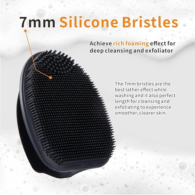 Soft Silicone Body Scrubber with 2pack Silicone Face Scrubber for Shower,Exfoliating Body Scrubber for Sensitive Skin,Silicone Body Brush Face Cleansing Brush for Pore Cleaning,Skin Care