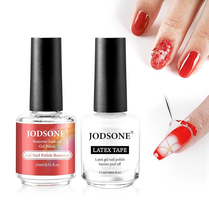 JODSONE Professional Gel Nail Polish Remover Kit:15ML Quick Gel Nail Polish Remover,Latex Tape Liquid,Remove at Home without Going Salon,No Need Soaking or Wrapping,3-5 Minutes Easy and Quick