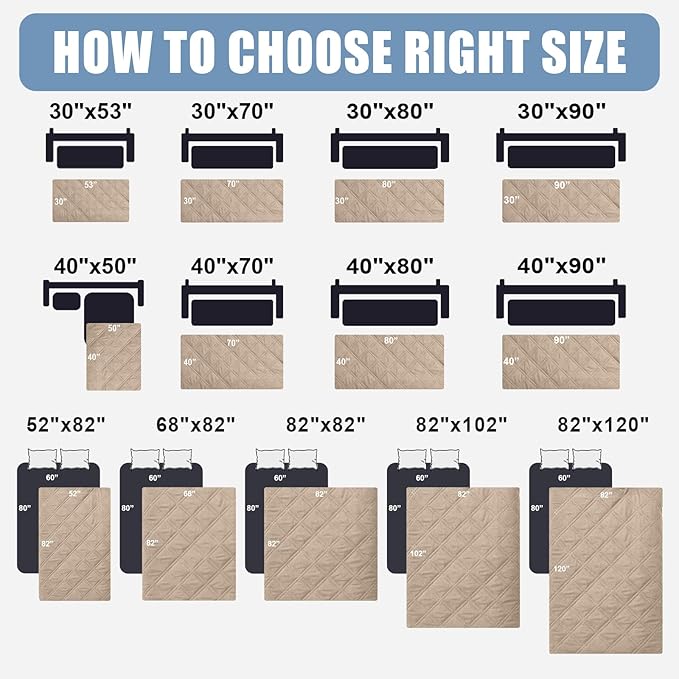 Smiry Waterproof Dog Bed Cover Pet Blanket, Soft Washable Dog Blanket for Furniture Bed Couch Sofa Reversible, Checkered (40"x90", Taupe/Beige)