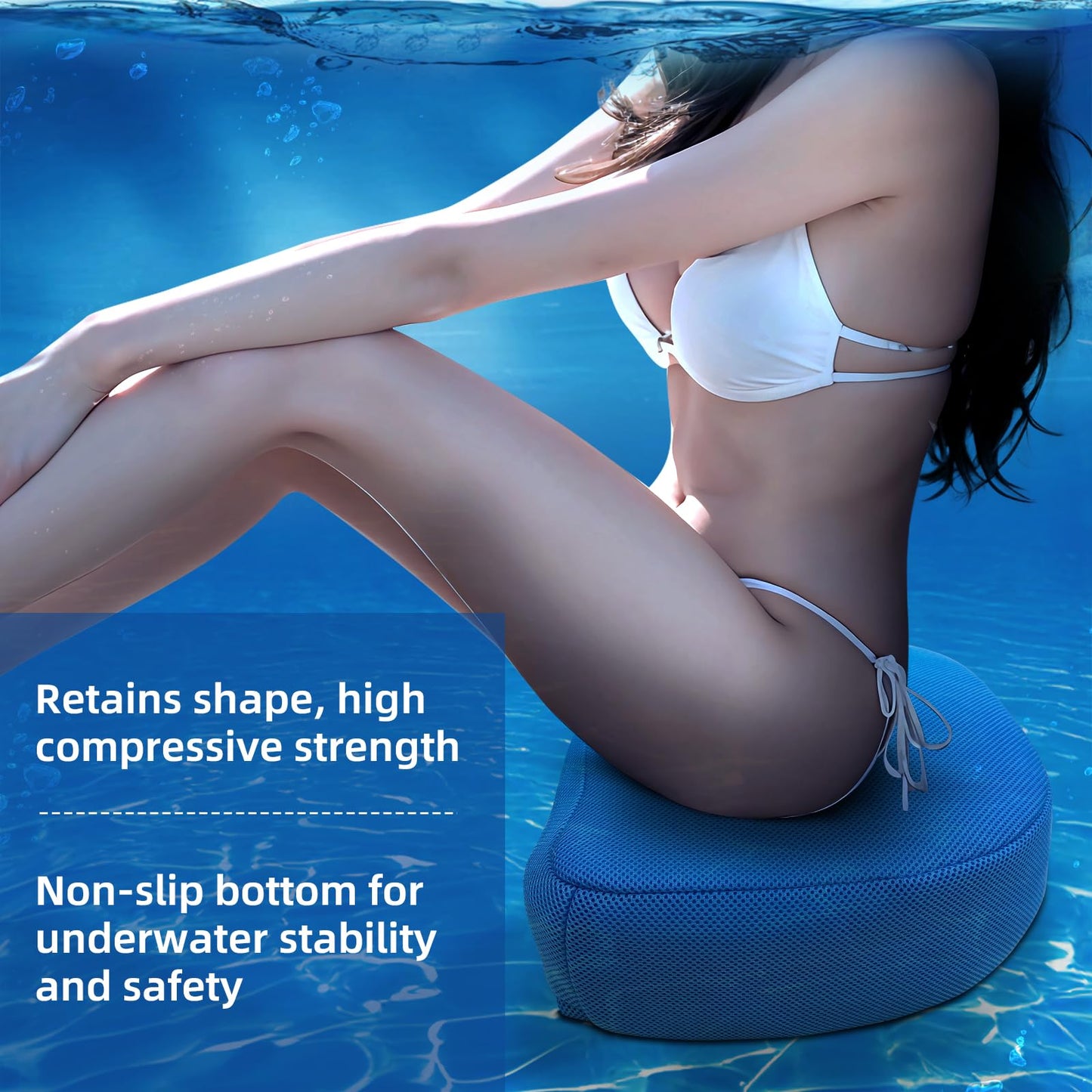 Hot Tub Booster Seat for Adults, Quick-Drying Portable Cushion with Weighted Module for Quick Sinking, Suitable for Hot Tub Booster Seat, Inflatable Hot Tub, Pool (2 Pack Blue)