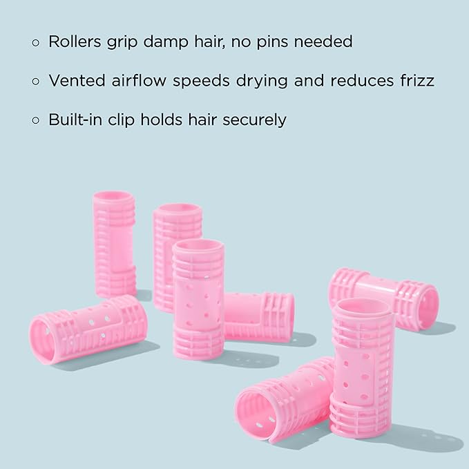 Diane Snap-On Magnetic Rollers Pack of 8 Hair Curlers for Women and Girls, Small, Diameter, Pink, D4719, 8 Count (Pack of 1)