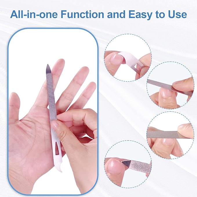 Nail Files for Natural Nails (6 Pack), Metal Nail File 5.5Ã¢ÂÂÃ¢ÂÂ Stainless Steel Thin Durable Nail Filer with Curved Sharp Pointed Tip Double Sided Manicure Pedicure Toenails Tools