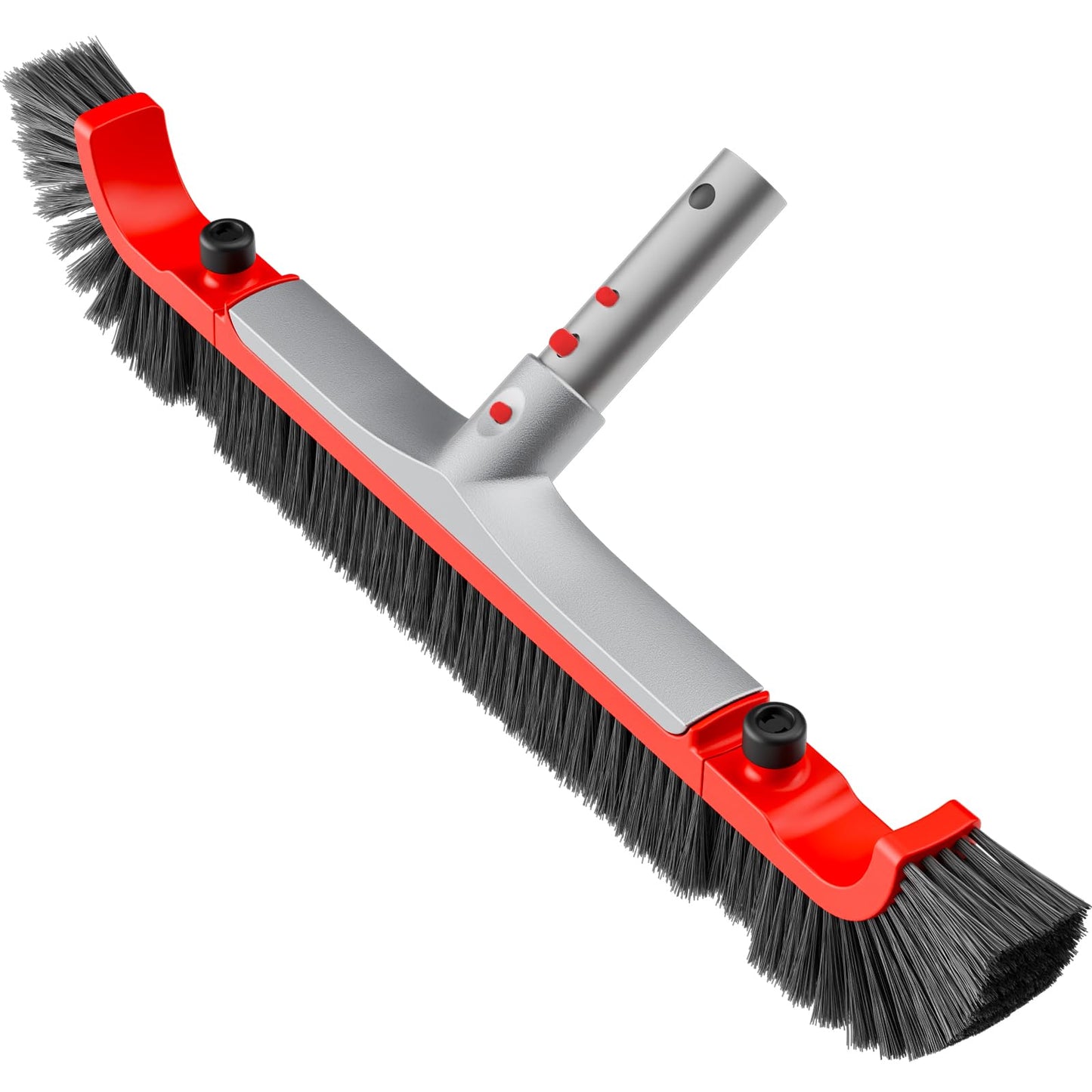 Sepetrel 22” Wide Pool Brush Head for Cleaning Walls,Heavy Duty Inground/Above Ground Aluminum Swimming Pool Scrub Brushes with Curved Ends & Premium Strong Bristle,Red