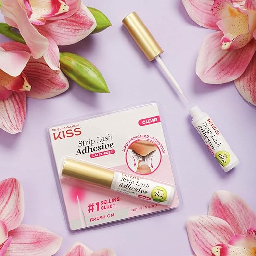 KISS Lash Adhesive, Lash-Glue, 24hr Strip Eyelash Adhesive, Clear, Includes Lash-Adhesive, Long Lasting Wear, Can Be Used with Strip Lashes and Lash Clusters (Pack of 2)