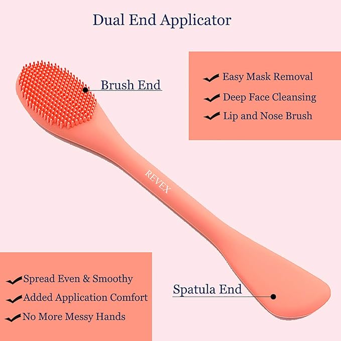 REVEX Silicone Face Mask Applicator,Face Scrubber,Exfoliating Pore Scrubber,2Pcs Pore Cleaning Brush,Facial Cleansing Brushes,Face Brush for Women Men.(Orange+ Blue)
