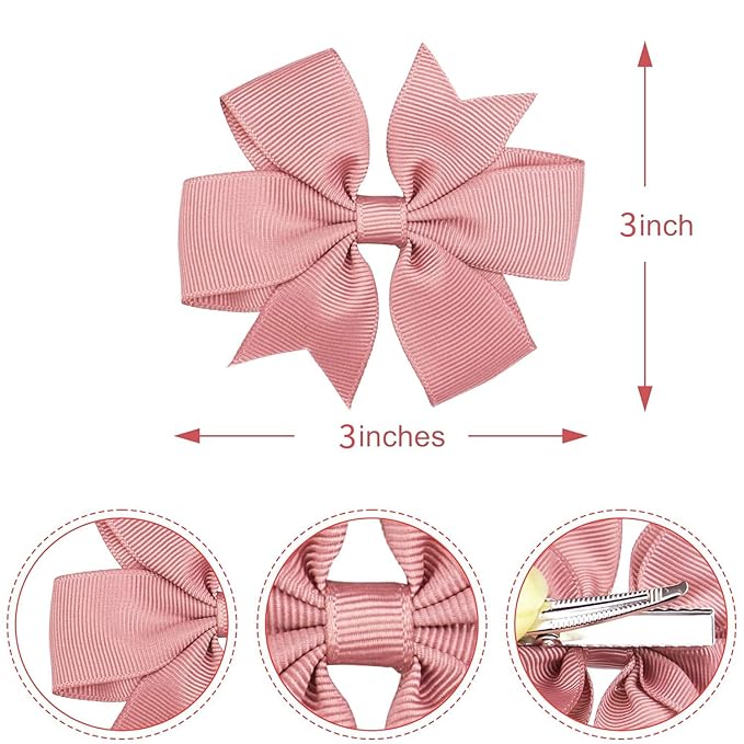 CÉLLOT 70pcs 3 Inch Boutique Grosgrain Ribbon Pinwheel Hair Bows,Toddler Bows Hair Clips for Baby Girls Birthday Gifts In Pair