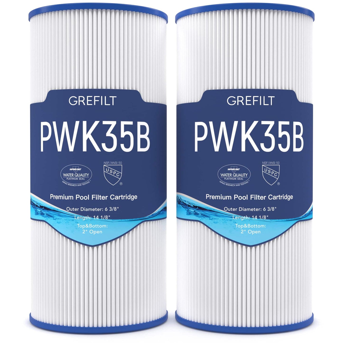 Grefilt PWK35B Hot Tub Filter Compatible with Hot Springs Limelight Series Spa Filters, Watkins 1642301-1, Pleatco PWK35B, Filbur FC-3921, 78161, 35 sq.ft. 2-Pack