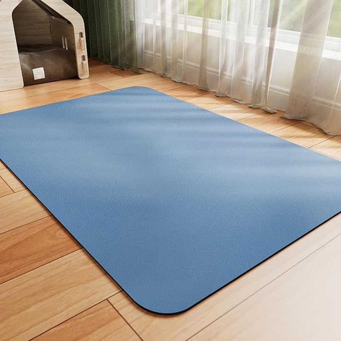 Dog Food Mat - Absorbent Cat Mat for Food and Water, No Stains Pet Feeding Bowl Mat, Easy to Clean Pet Placemats, Quick Dry Dog Water Dispenser Mat for Messy Drinkers | Blue 18"x28"