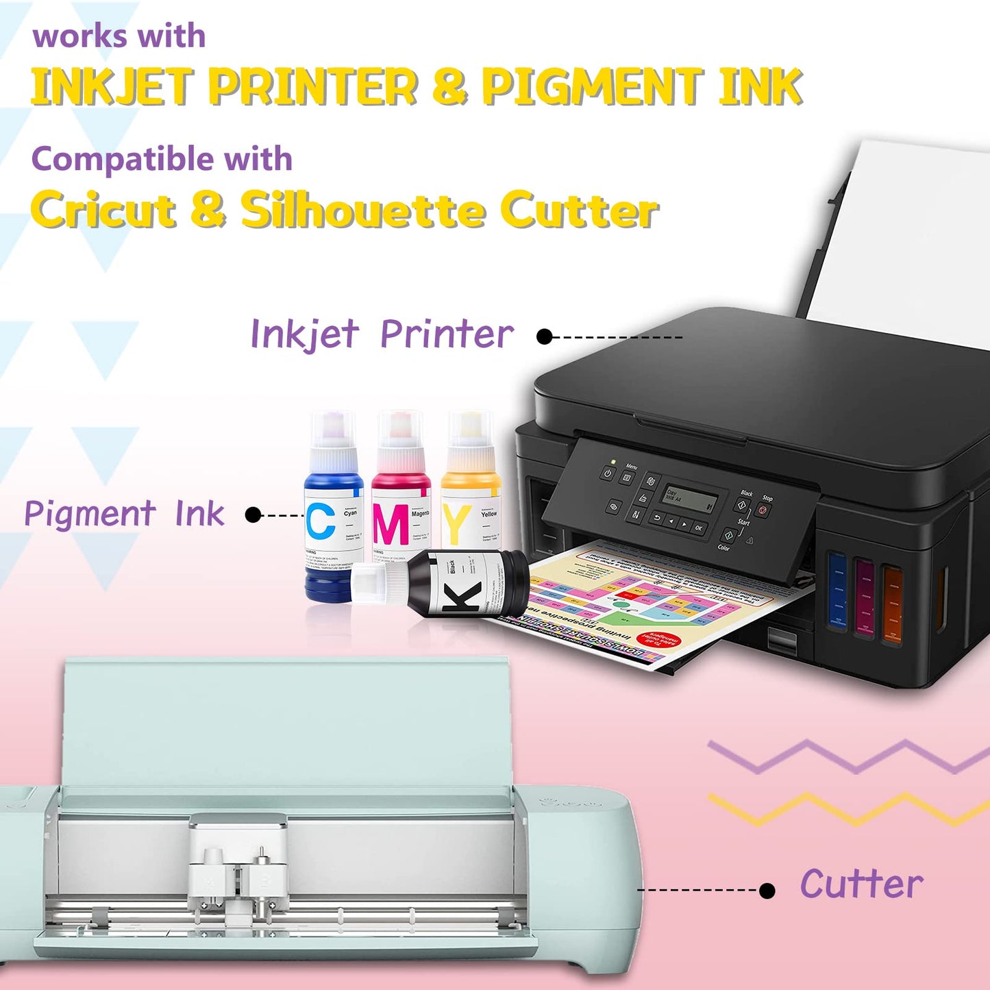 HTVRONT Heat Transfer Paper for Light T Shirts -100 Sheets 8.5x11" Iron on Transfer Paper for Inkjet Printer, Stretchable & Durable Printable Heat Transfer Vinyl, Easy to Use