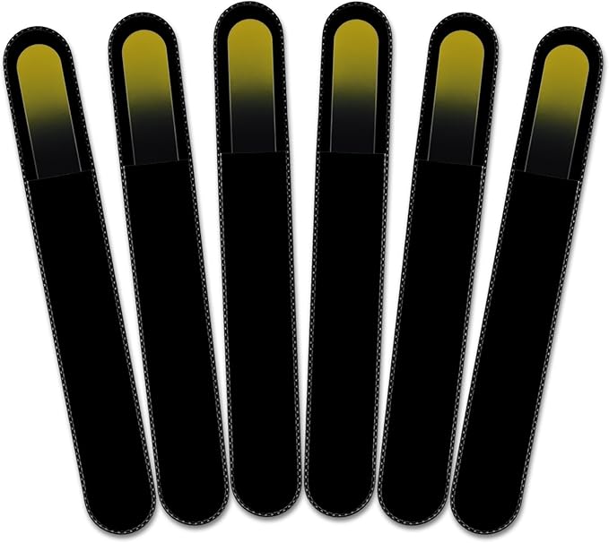 Mont Bleu Rainbow Crystal Nail File in Black Pouch - Large/Professional Size - Czech Tempered Glass - Handmade in Bohemia (Czech Republic)