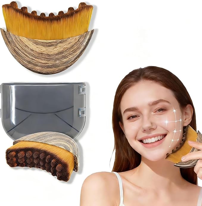 Lymphatic Contour Face Brush, Dry Brushing Face Massager for Drainage, Chin and Jawline Sculpting, Ergonomic Design,Puffiness Reduction -Lift,Sculpt & Depuff for Glowing Skin Boost Product Absorption