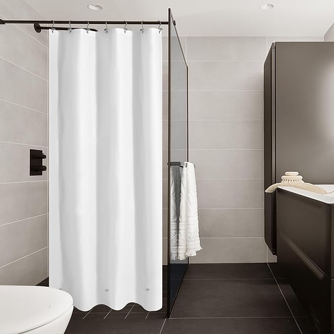 Mrs Awesome Stall Shower Curtain Liner 36x72, PEVA Plastic Shower Liner for Bathroom Lightweight & Waterproof, 36 x 72, White