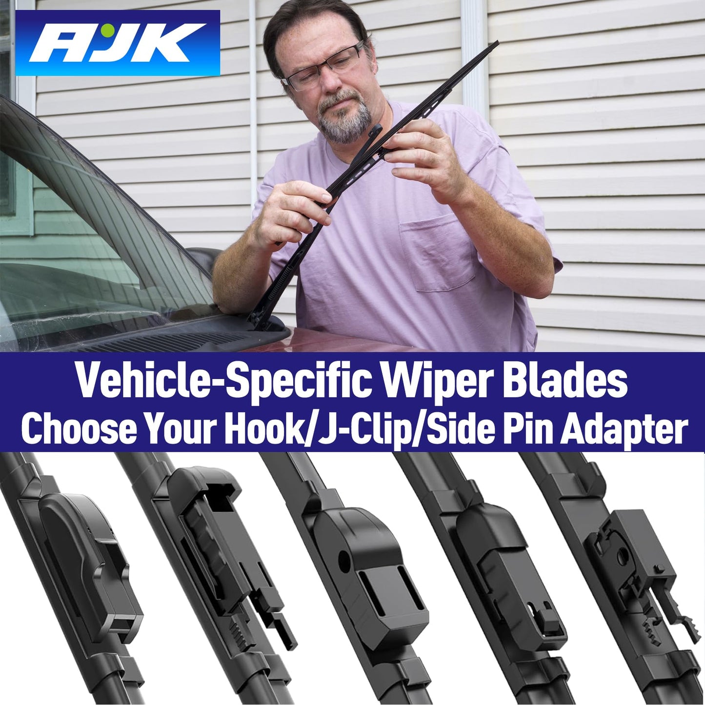 AJK Front Windshield Wiper for Jeep Gladiator 2020 2021 2022 2023 2024, Original Equipment Window Wipers Blades, Conventional, Vehicle Specific Fit, Pack of 2