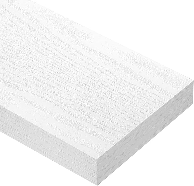 QEEIG Bathroom Floating Shelves for Wall - 15.7" Wall Mounted Shelf Over Toilet Farmhouse Home Decor Display Bookshelf Small 15.7 x 6.7 inch Set of 2, White (008-40W)