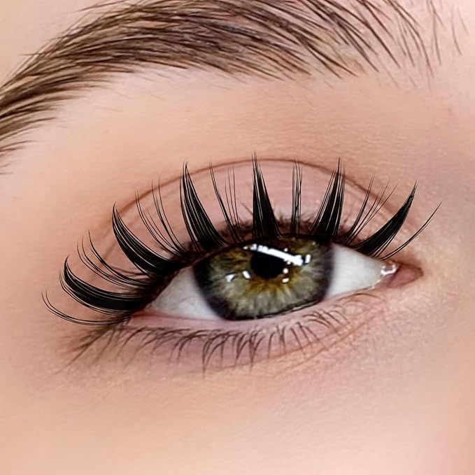 KEYYOU Fairy Lash Clusters 96Pcs D Curl Manga Lash Extension Eyelash Extension Wispy Natural Invisible Band Lash with Waterproof DIY Lash Extension at Home(Fairy-D-18MM)