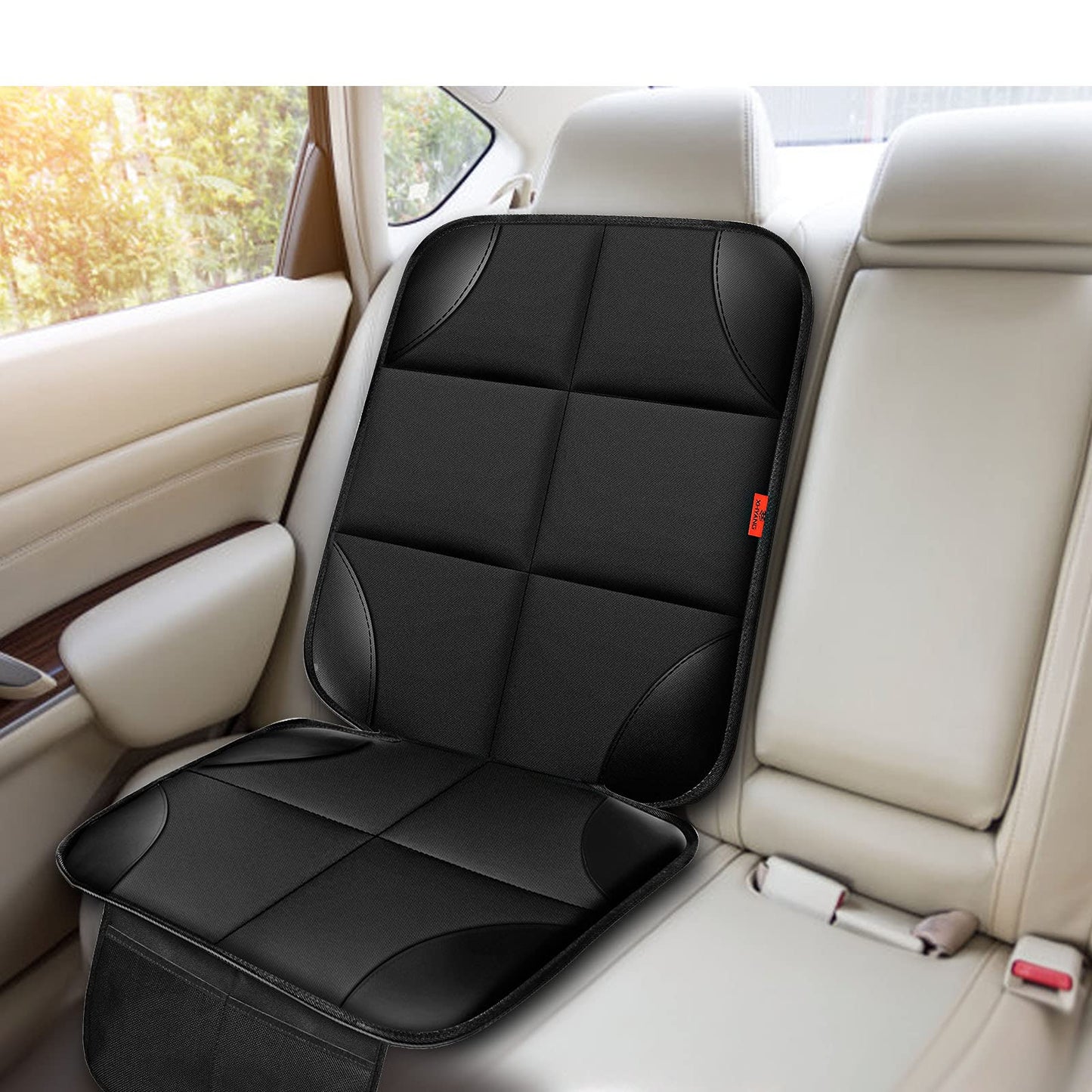 XHYANG Car Seat Protector 1 Pack Car Seat Cushion Mat Thickest Padding,Waterproof 600D Fabric Car Seat Covers for Non-Slip Backing Mesh Pockets for Baby and Pet (Blue, 2 Pcs)