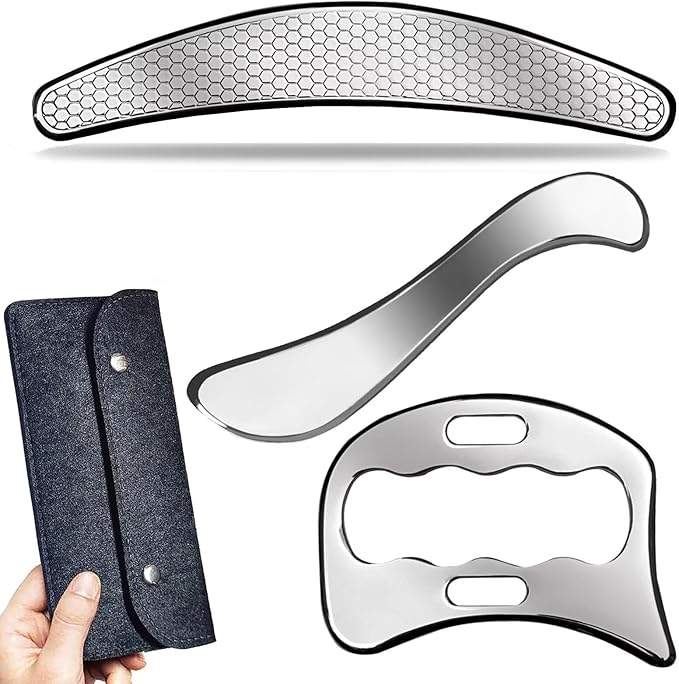 3 in 1 Professional IASTM Massage Tool Set, Stainless Steel Muscle Scraper, Physical Therapy Tools for Soft Tissue