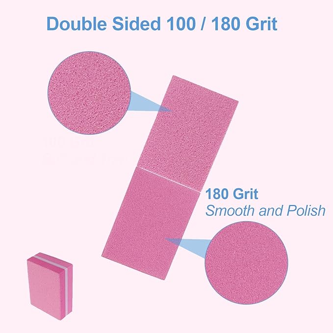 Nail Buffers (100 Pack), Mini Buffer Block Nail File for Acrylic Nails and Natural Nails, 100/180 Grit Nail Buffer Block Bulk Buffing Blocks for Nail Buff Professional Manicure File Blocks Mix Color