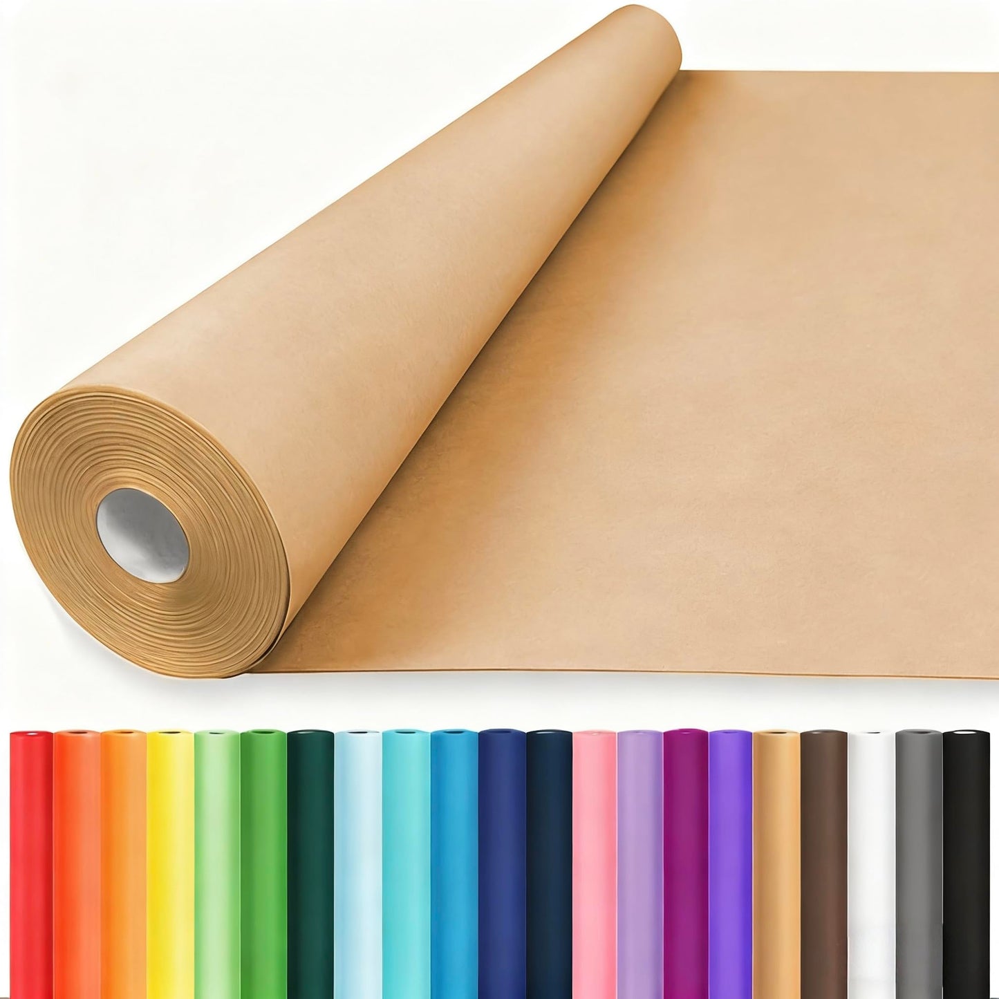 Vanhench 36"x 2520" (210') Brown Paper Roll for Bulletin Board Paper Craft Kraft Gift Wrapping Crafting Art Bouquet Flower Poster Shipping Packing Table Covering Moving Supplies, 70GSM 50LB