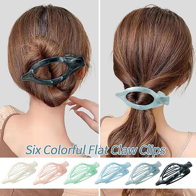 6 Packs Flat Claw Clips for Women, French Concord Flat Hair Clip, Matte Hair Claws Clip for Thin Thick Hair, Lay Down Claws Clips, Durable Strong Hold Hair Clip (Colorful)