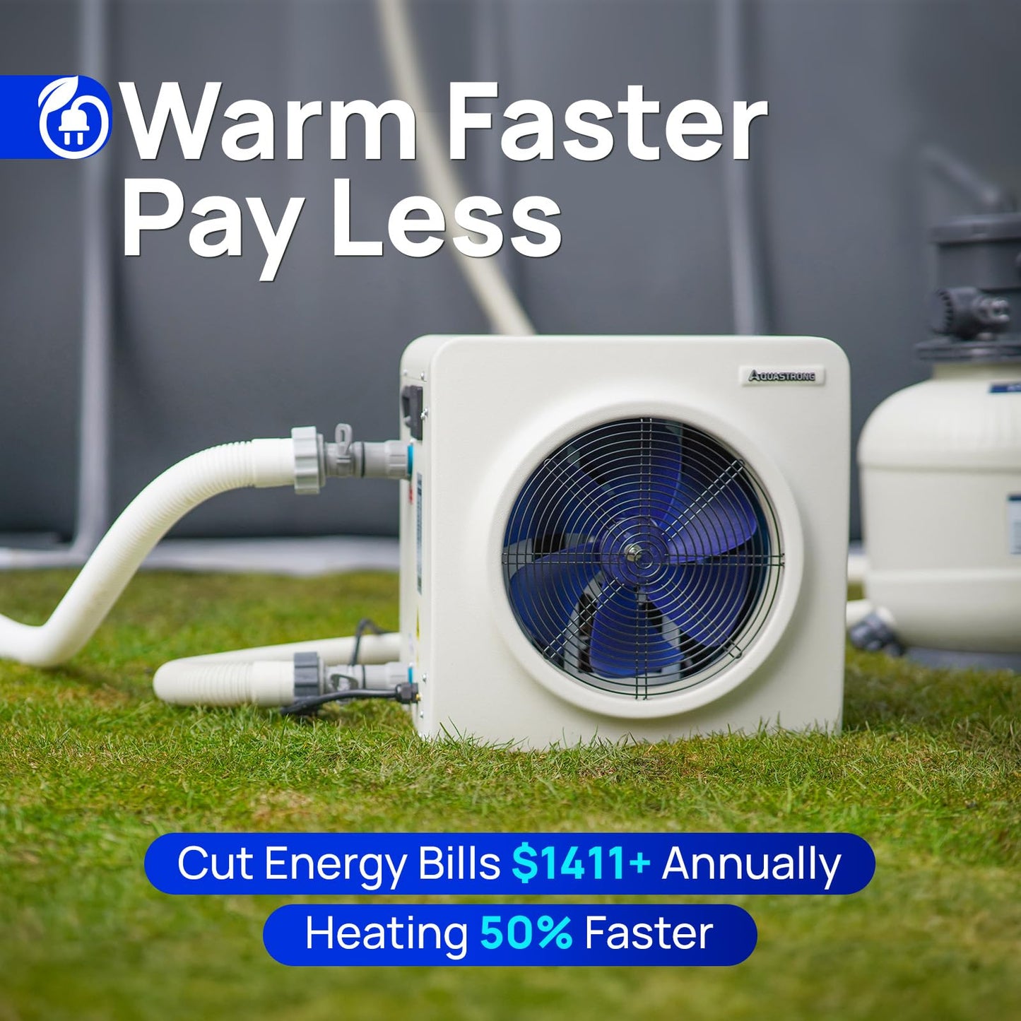 AQUASTRONG Swimming Pool Heat Pump,Electric Pool Heater for Above Ground and Inground Pool,Heating and Cooling Pool Heater Pools Up to, 6500 Gallons