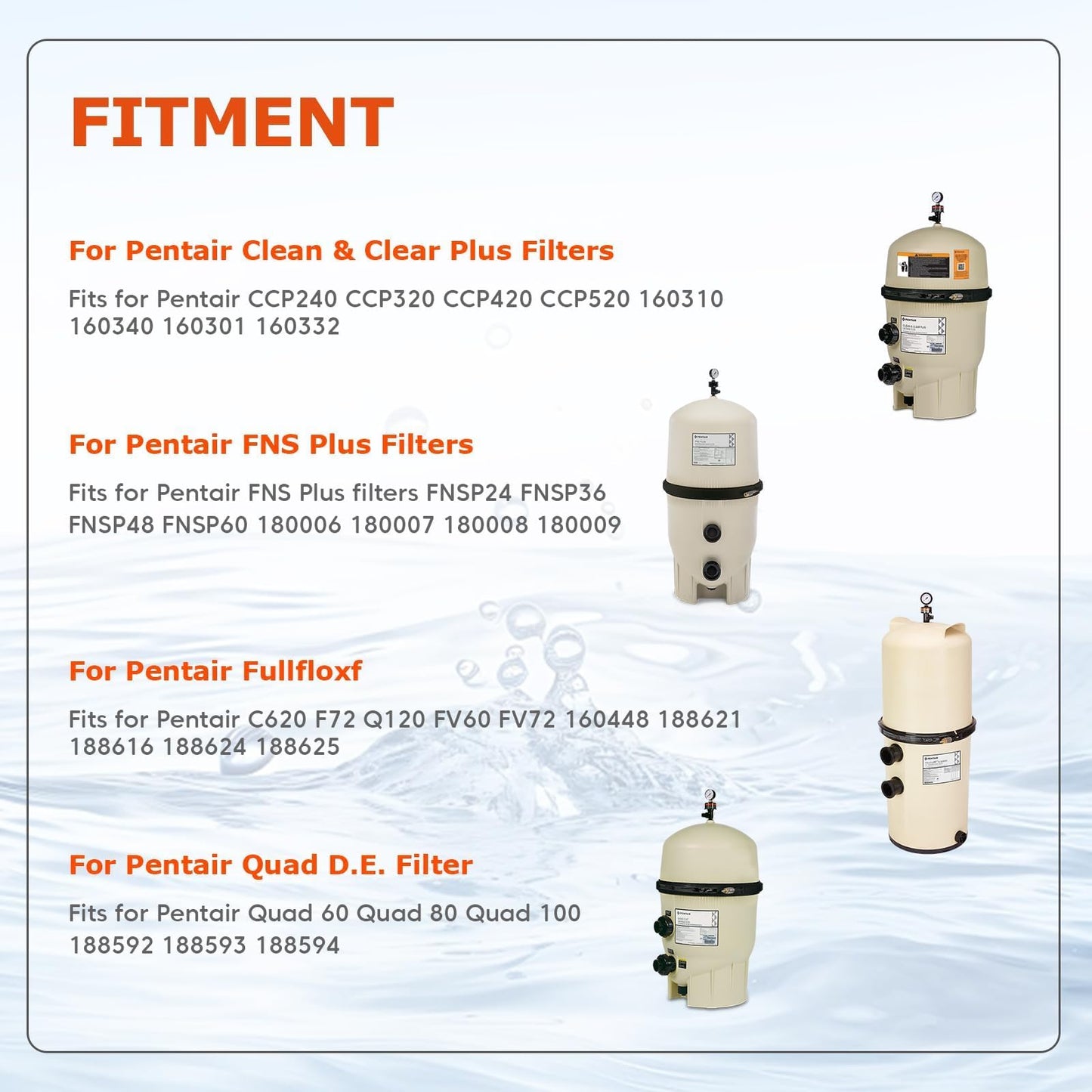 FILTERUP Upgrade 190003 Tension Control Clamp Kit and Spa Filter, Compatible with Pentair FNS Plus, Clean & Clear Plus, Quad DE Filters Steel Pool Filter Pumps, 23-1/4" Length