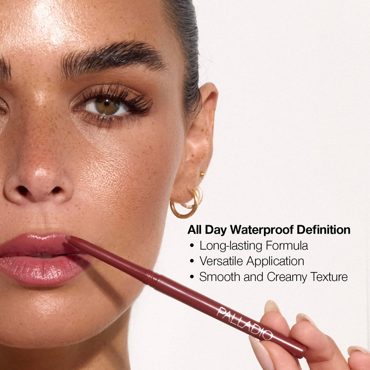Palladio Retractable Waterproof Lip Liner High Pigmented and Creamy Color Slim Twist Up Smudge Proof Formula with Long Lasting All Day Wear No Sharpener Required, Sand, 1 Count