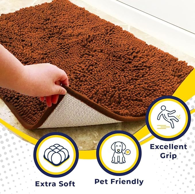 Muddy Mat® | Super Absorbent Door Mat Indoor, Microfiber Quick Dry Chenille Entryway Rug, Non-Slip Front Door Mat, Indoor Mats for Entryway, Machine Washable Pet Rug, Orange 36" x 120"