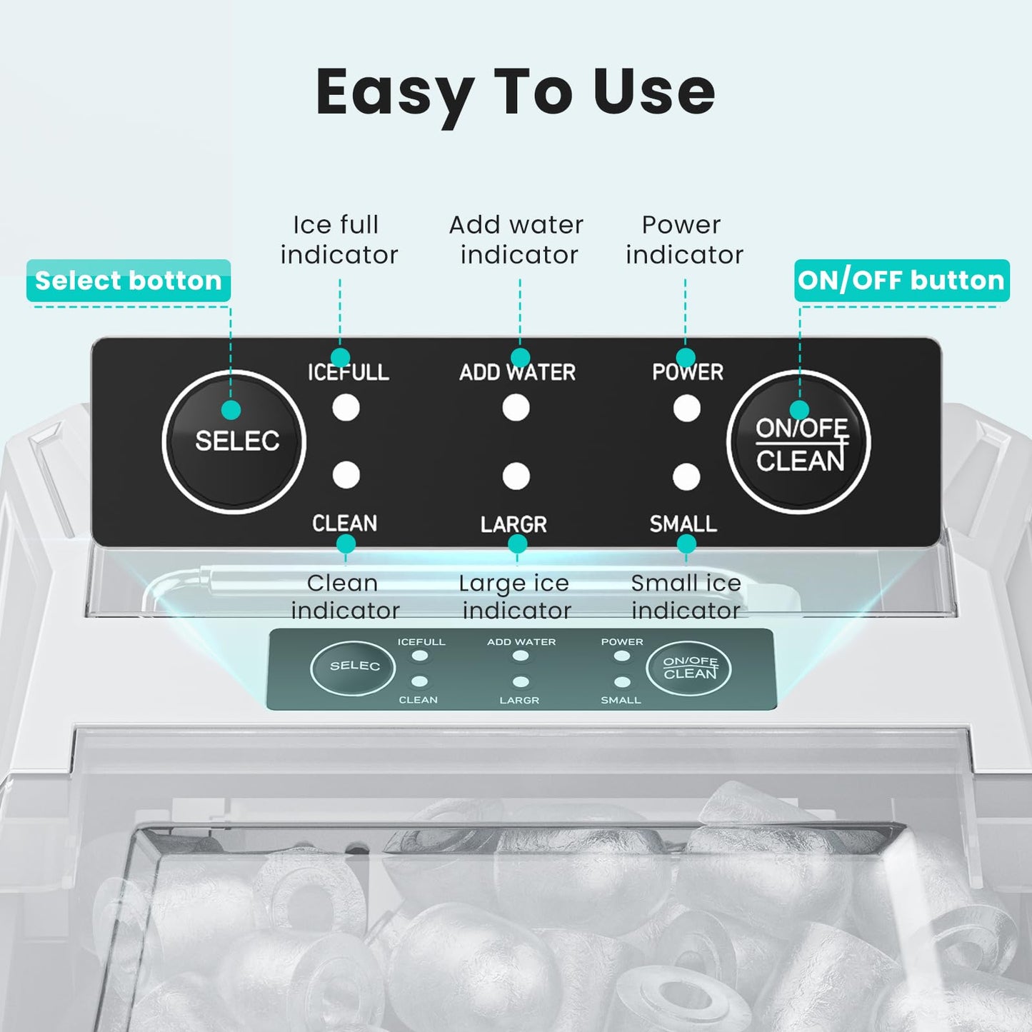 OLIXIS Ice Maker Machine, 26lbs in 24Hrs, 9 Ice Cubes in 6 Mins,Auto-Cleaning Portable Ice Maker with Basket and Scoop, Countertop Ice Maker for Home/Kitchen/Camping/RV, White