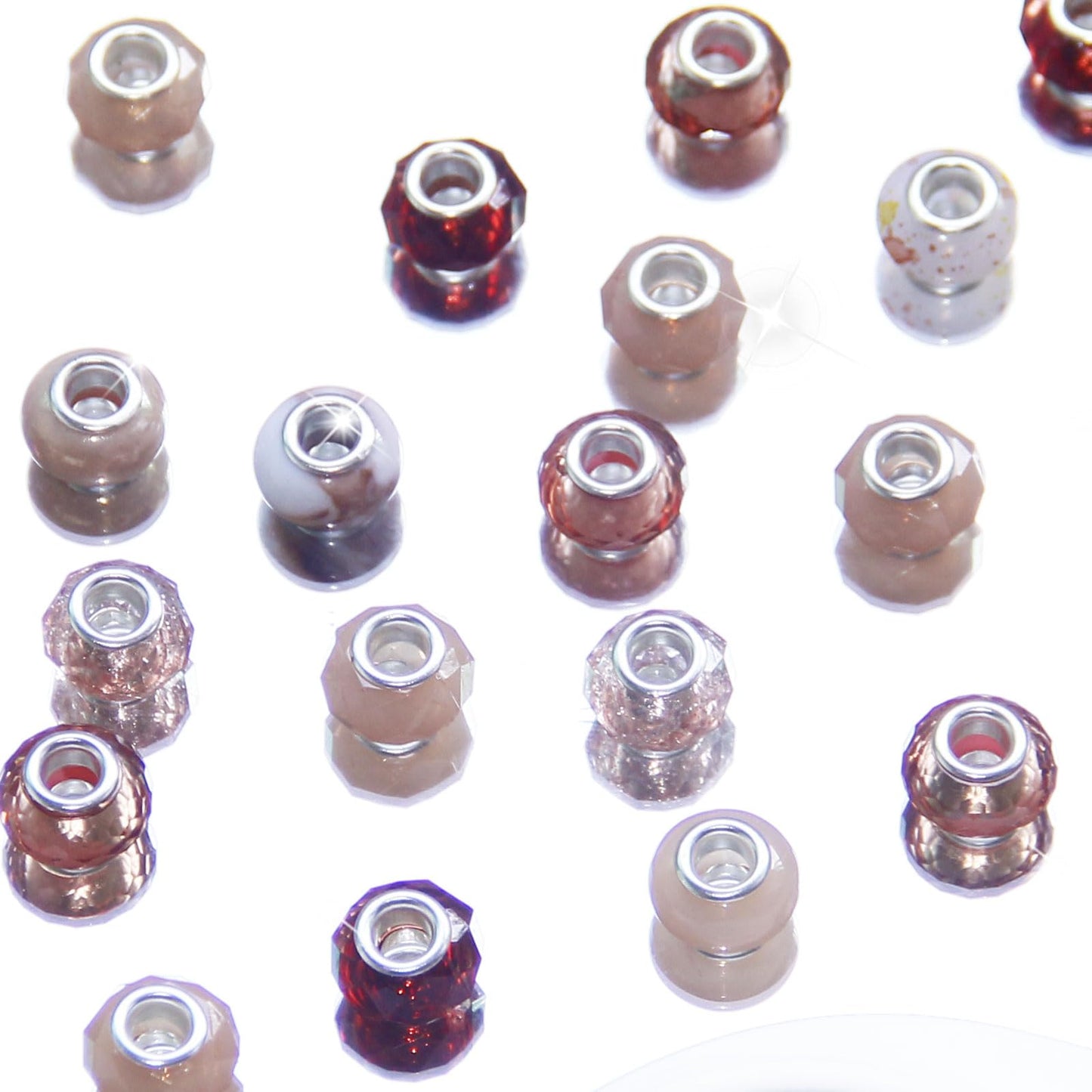 200 Pieces Large Hole Beads Spacer Bead Champagne Assorted European Craft Big Beads Large Hole Lampwork Murano Fairy Wand Garden Bead for DIY Pens Bracelet Necklace Keychain Jewelry Making Supplies
