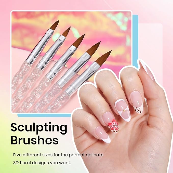 Beetles 31pcs Nail Art Brushes, Dotting Tools, Nail Art Pens, Dust Brush, Striping Liner Fingernail Drawing Pens with Palette Holder All in One for Starter Manicure Design Set