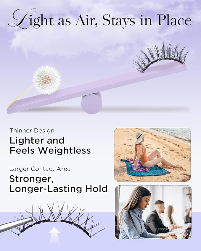BEYELIAN Magnetic Eyelashes with Applicator Kit, Upgrade Soft Magnetic Lashes Reusable False Eyelashes Natural Look, No Glue Needed Eyelashes for Eye (Lightweight & Comfortable)