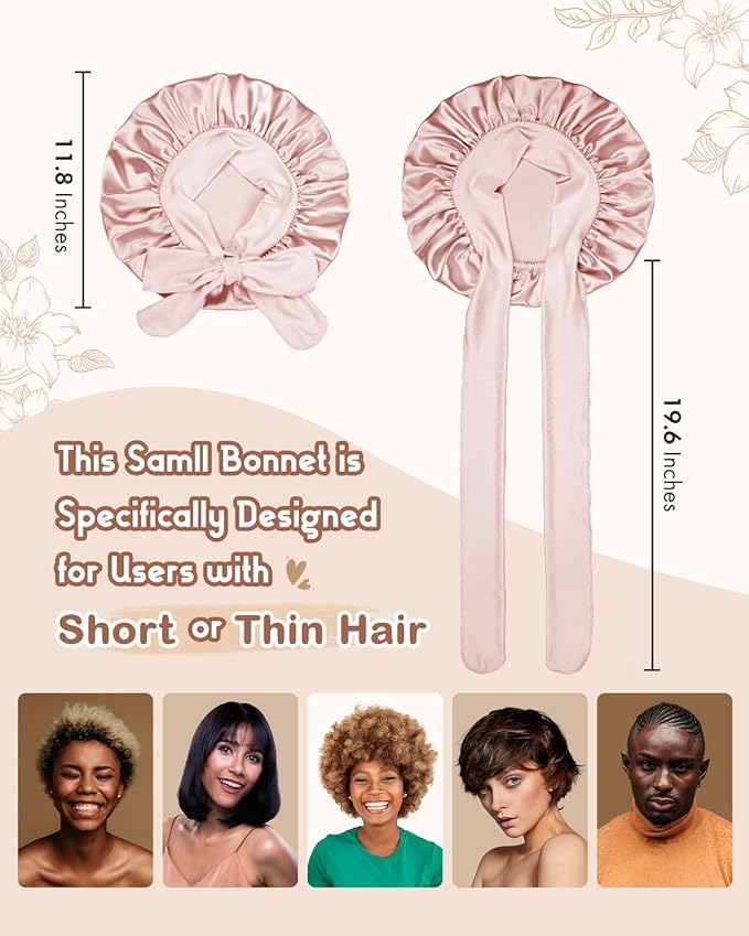 BONNET QUEEN Silk Bonnet for Sleeping Women Satin Bonnet Anti-Frizzy Night Sleep Cap Wrap for Curly Hair with Adjustable Tie Band, Champagne