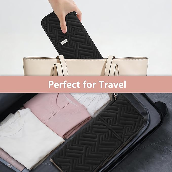 Hair Tool Organizer Heat Resistant Mat for Flat Iron Case Hot Tools Curling Iron Holder Hair Tools Travel Bag for Straightener Brush Pad Pouch Hairstylist Essentials(Black)