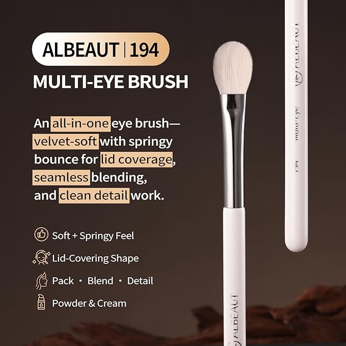Eyeshadow Brush, Eye Makeup Brush Even Eyeshadow Applicators Soft Natural Hair Bristles for Flawless Smudge, Multi-task for spot conealing & highlighting (194 Multi-Eye)