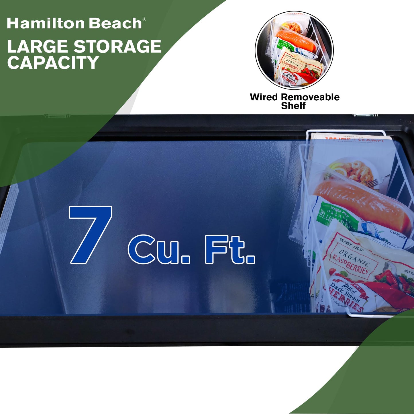 Hamilton Beach, HBFRF713 Chest Deep Freezer, 7 Cu. Ft. Capacity, Granita Rugged Design-Adjustable Thermostat-Removable Vinyl Coated Wire Basket-Easy Defrost Drain