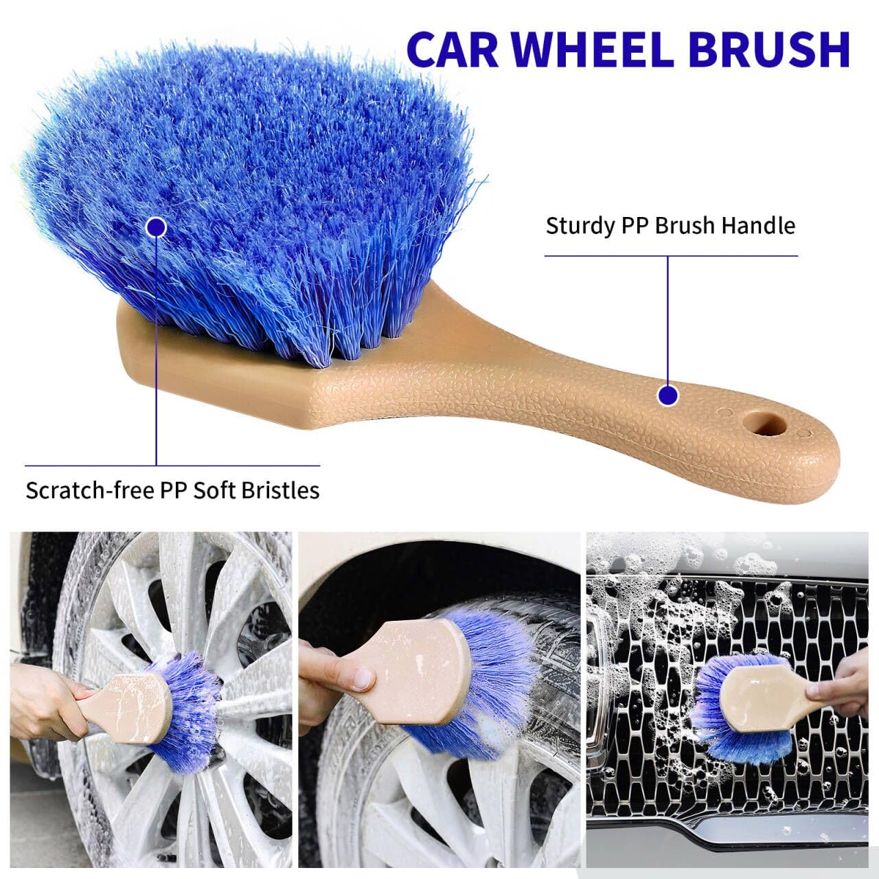 Wontolf 62'' Car Wash Brush With Long Handle - Chenille Microfiber Mop Mitt, Cleaning Kit, Windshield Window Squeegee, Duster, Microfiber Towels, Wheel Tire Brush for Cars, RV, Truck, Boat