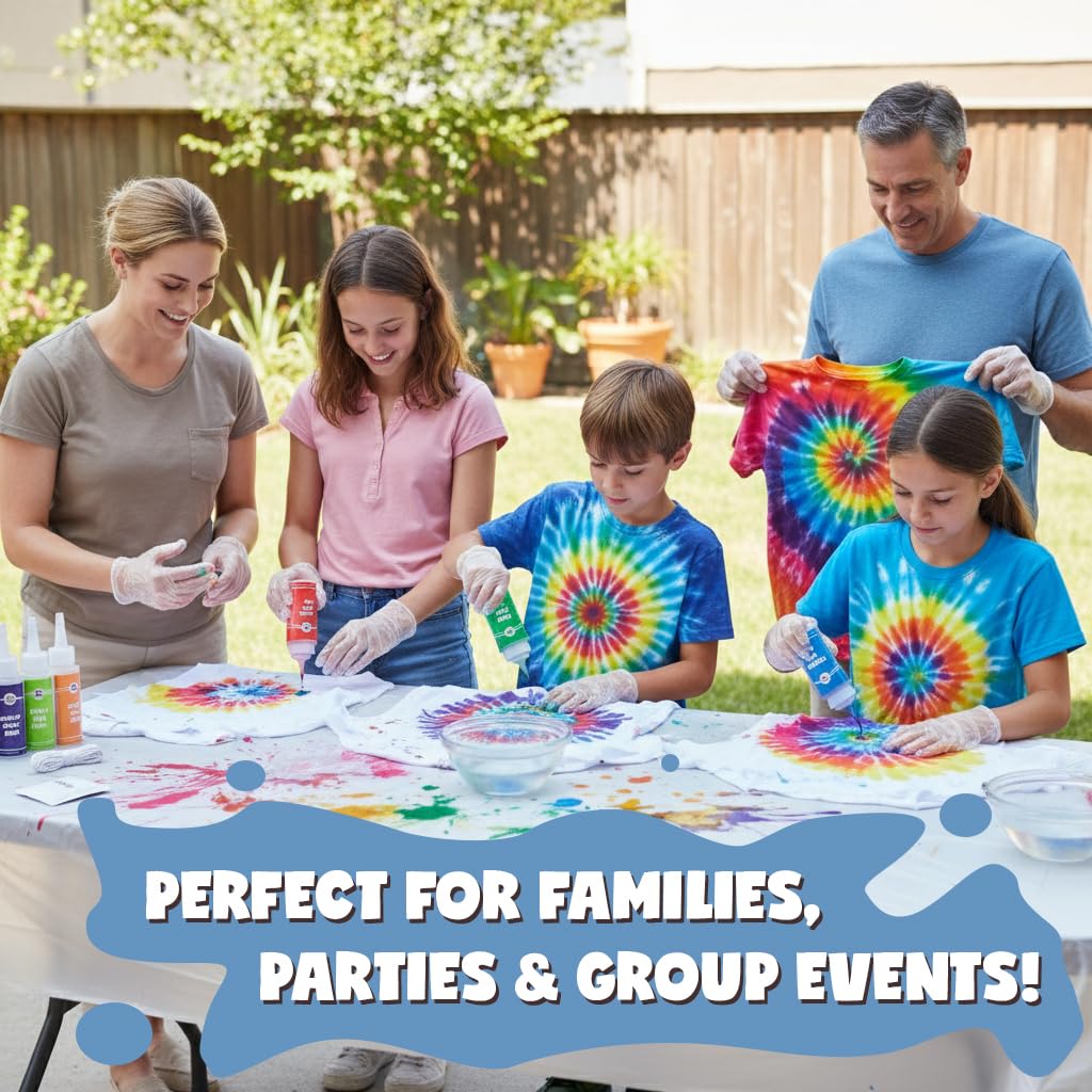 DOODLE HOG Tie Dye Kit for Kids & Adults - 36 Large Tye Dye Bottles with 12 Colors & Tie Dye Powder, Soda Ash, Gloves - Tie Dye Kits for Large Groups