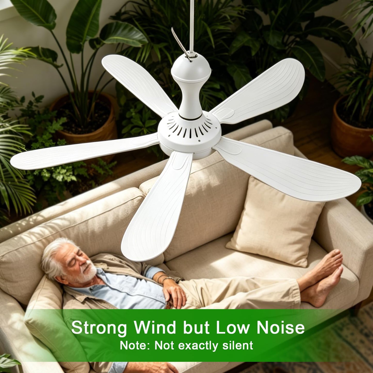 ISTRUESDA 28" Inch Ceiling Fan AC 110V Gazebo Fans Plug in Ceiling Fan Hanging Fan for Tent Bedroom Porch Small Room RV Garage Dorm